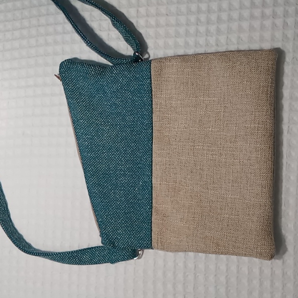 Gift Of Hope Haiti Crossbody/Shoulder Bag Removable Straps Tan/Blue Handcrafted - Picture 4 of 15